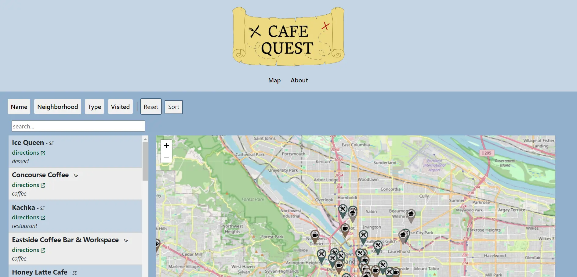 Cafe Quest header